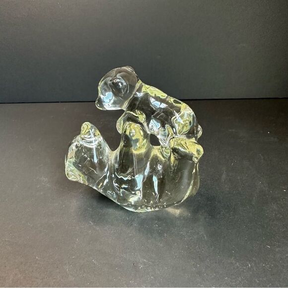 Art Glass Mother And Baby Bear Figurine 4x4.5 - Picture 1 of 3